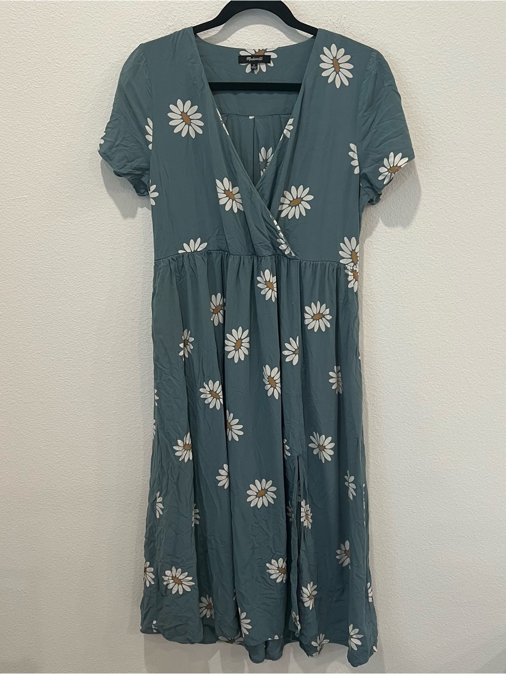 Madewell Teal Midi Dress with White Daisy Print medium casual school summer - Picture 2 of 10